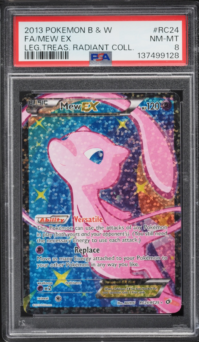 2013 Pokemon Black & White Legendary Treasures Radiant Collection Full Art Mew EX #RC24 PSA 8