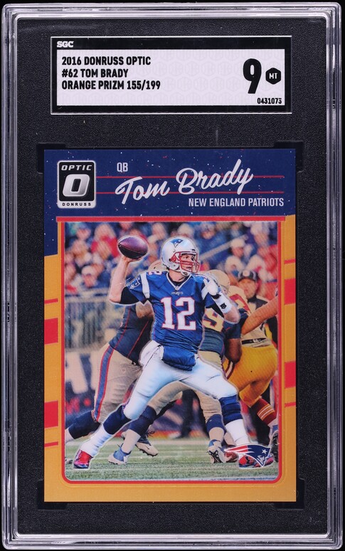 2016 Donruss Optic Orange Prizm Tom Brady /199 #62 SGC 9 MINT