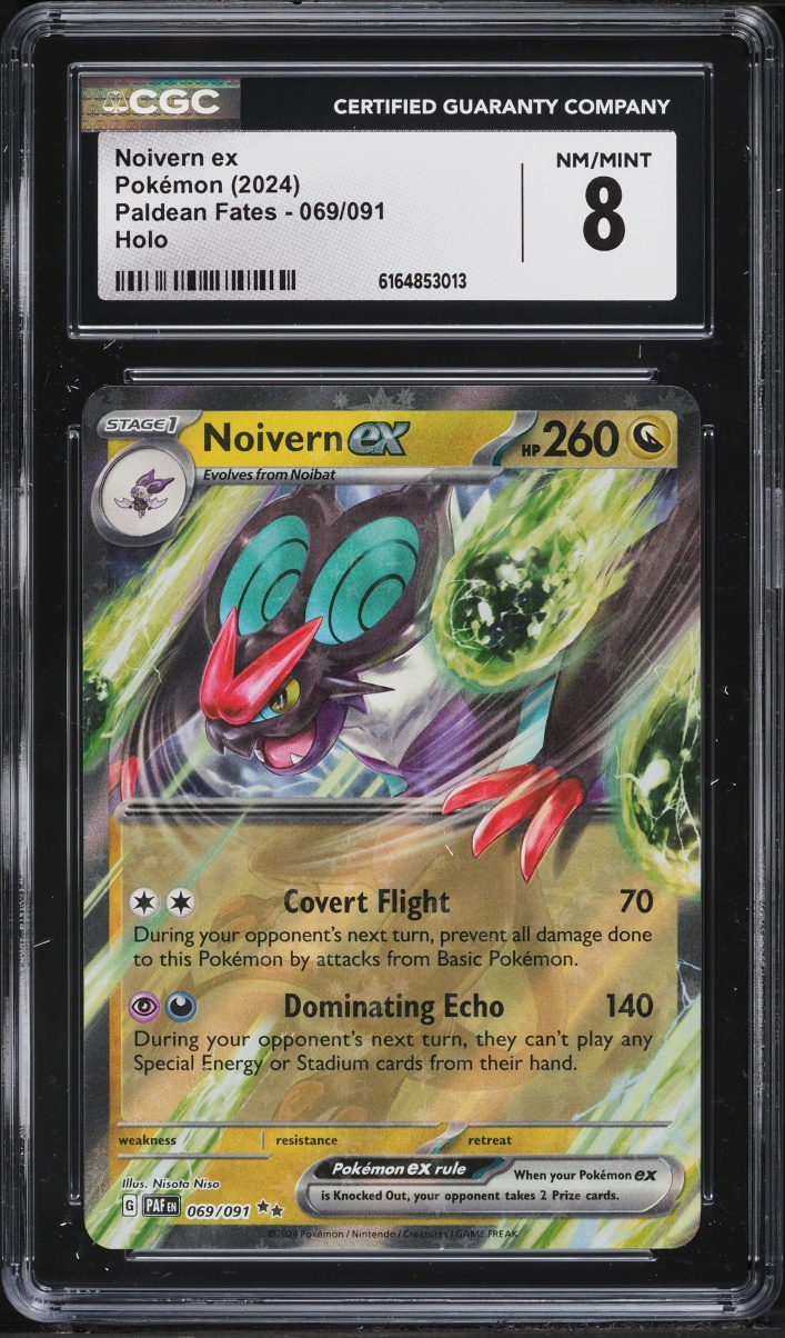 2024 Pokemon Scarlet & Violet Paldean Fates Holo Noivern Ex #69 CGC 8 NM-MT