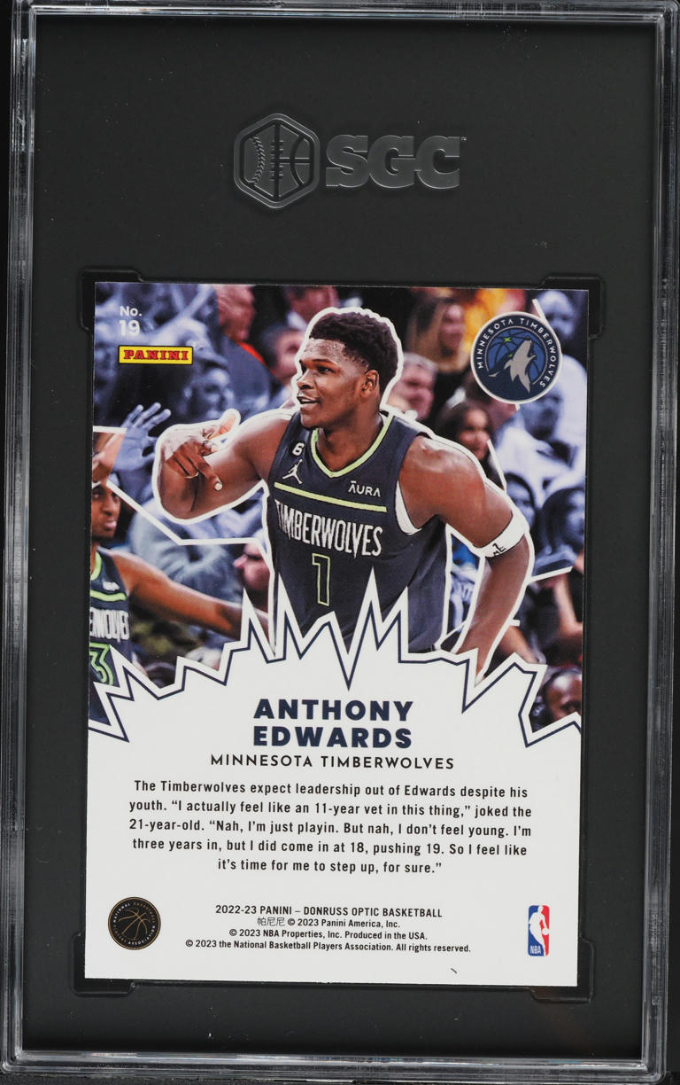 2022 Donruss Optic My House Anthony Edwards #19 SGC 10 GEM MINT
