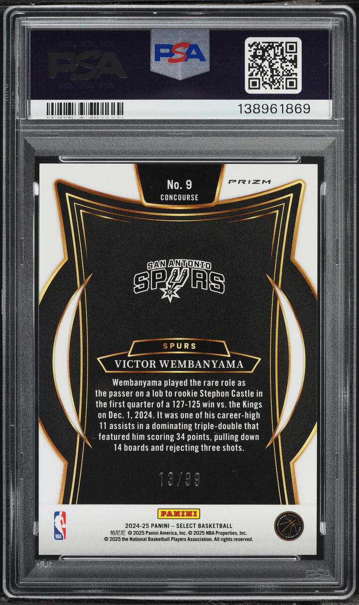 2024 Select Concourse White Wave Victor Wembanyama /99 #9 PSA 10 GEM MINT