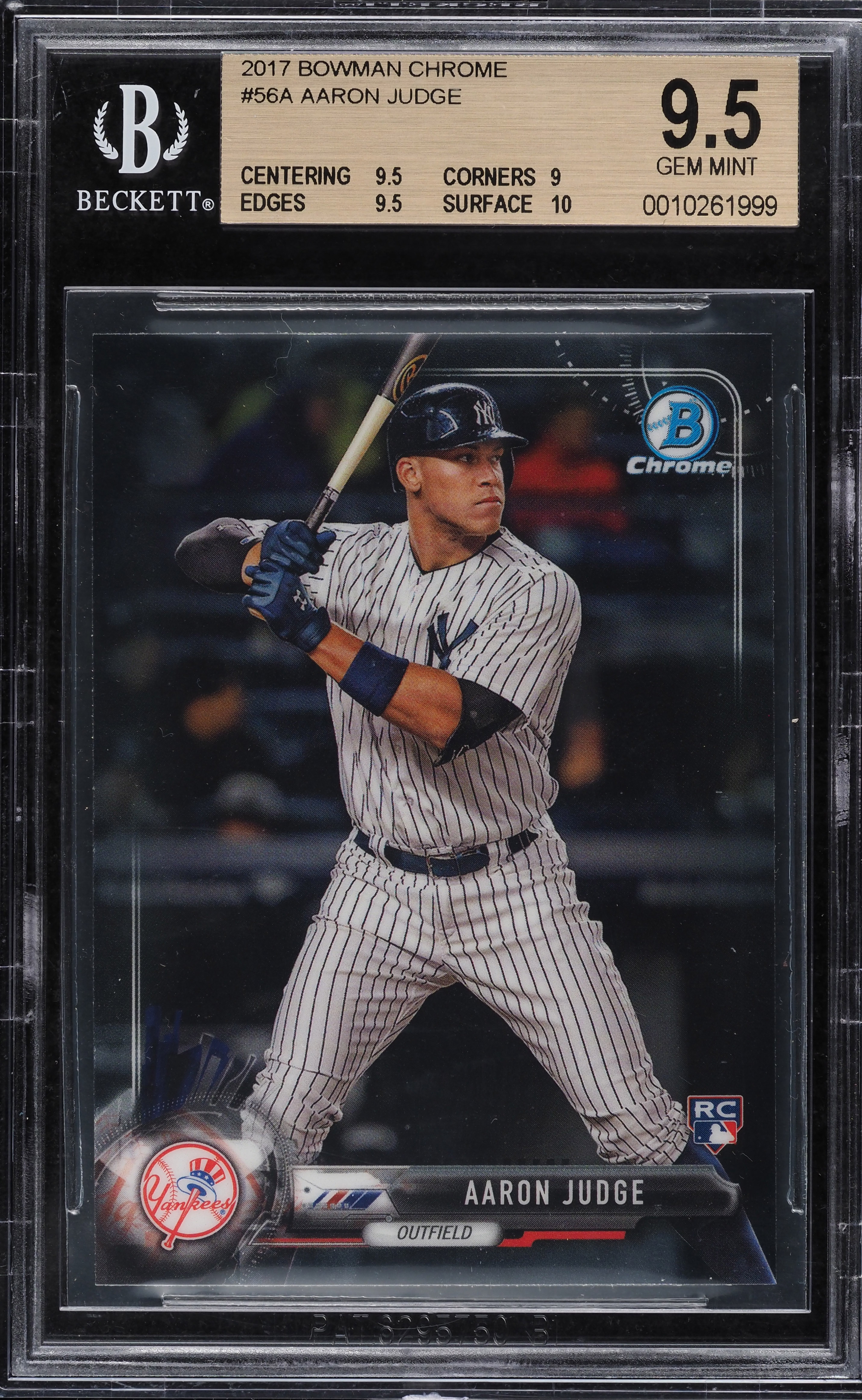その他 2017 Bowman Chrome Aaron Judge Autograph 2017 Bowman Chrome Aaron Judge ROOKIE #56 BGS 9.5 GEM MINT on
