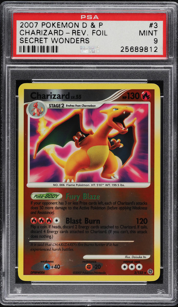 2007 Pokemon Diamond & Pearl Secret Wonders Reverse Holo Charizard #3 PSA 9 MINT