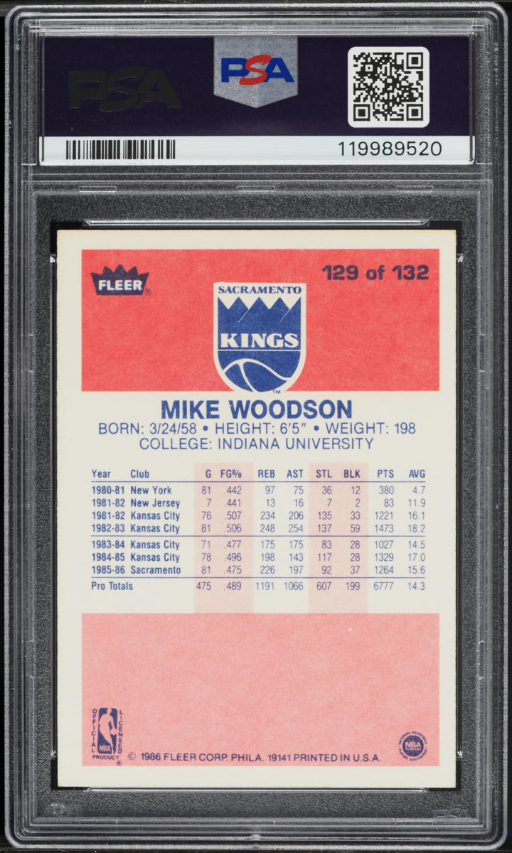 1986 Fleer Basketball Mike Woodson #129 PSA 6 EXMT