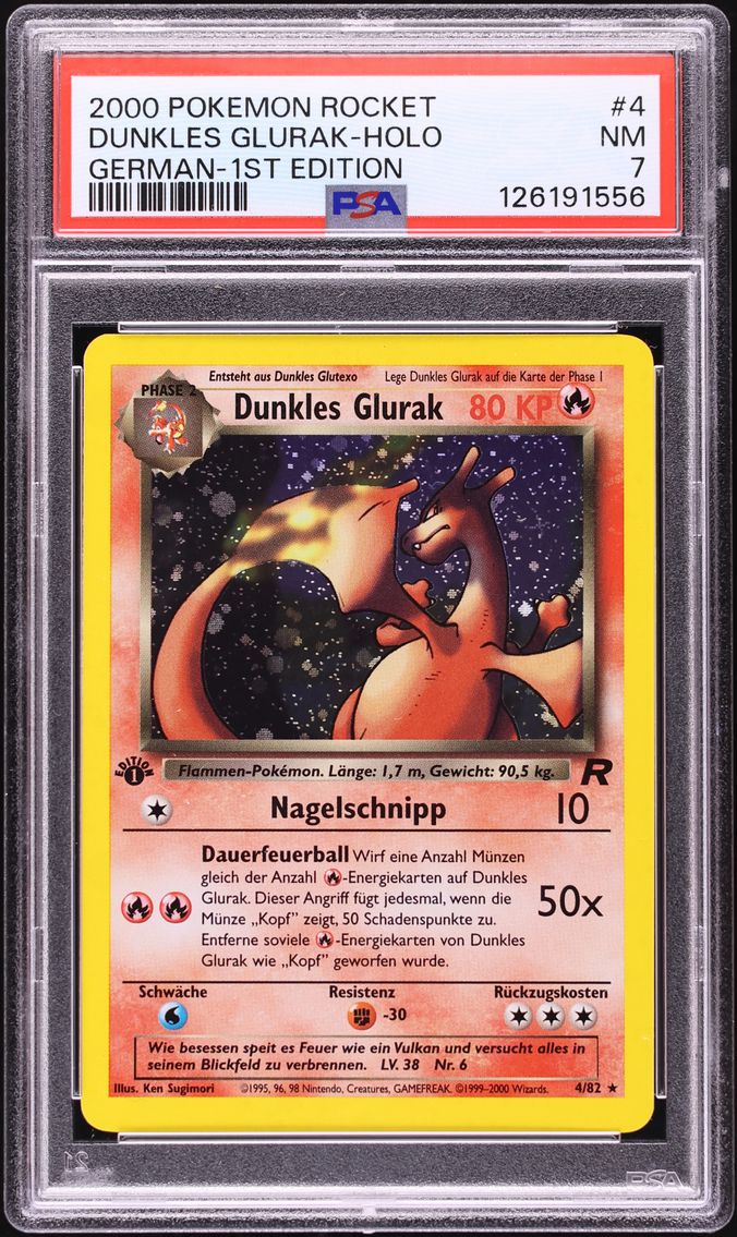 2000 Pokemon German Rocket 1st Edition Holo Dark Charizard #4 PSA 7 NRMT