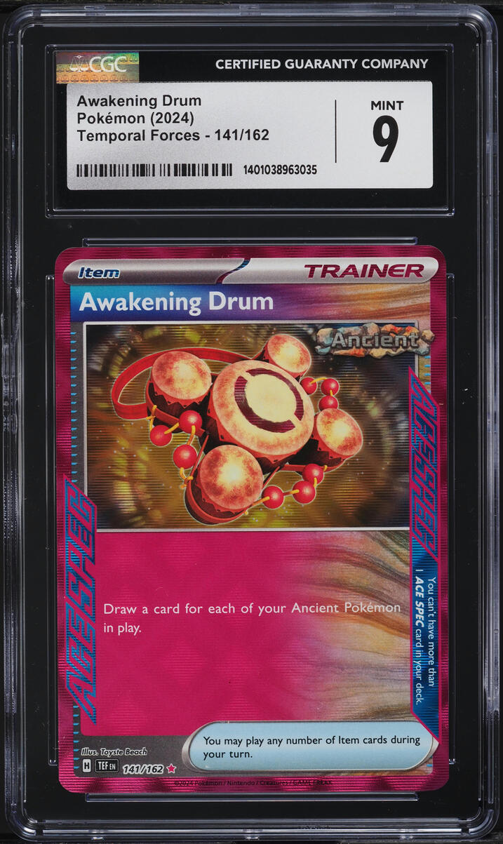 2024 Pokemon Scarlet & Violet Temporal Forces Ace Spec Awakening Drum #141 CGC 9 MINT