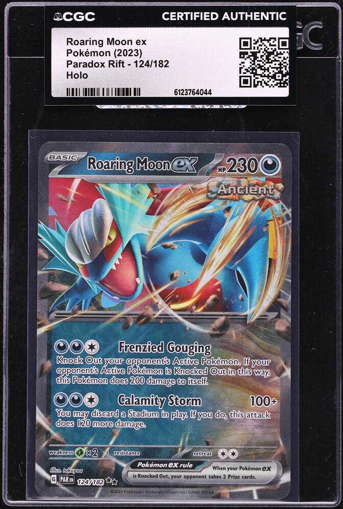 2023 Pokemon Scarlet & Violet Paradox Rift Holo Roaring Moon EX #124 CGC AUTH