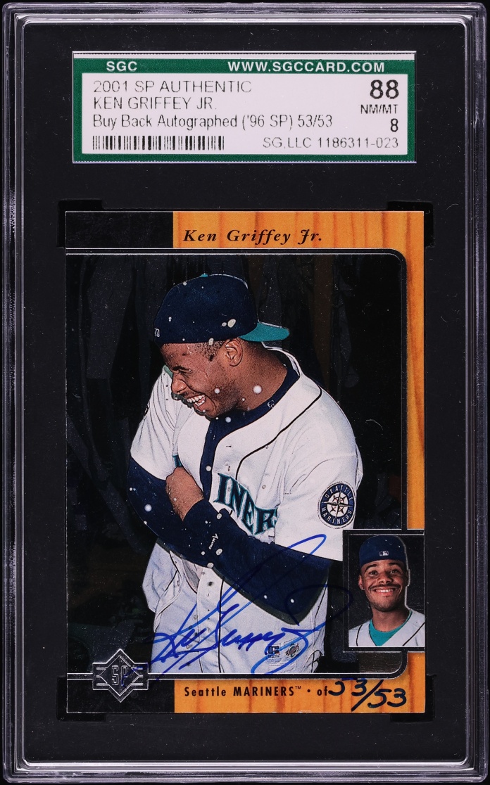 2001 SP Authentic Buy Back '96 Ken Griffey Jr. SP AUTO /53 SGC 8 NM-MT