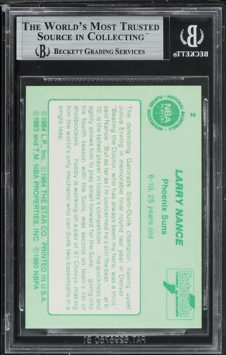 1985 Star Gatorade Slam Dunk Larry Nance #2 BGS 9 MINT