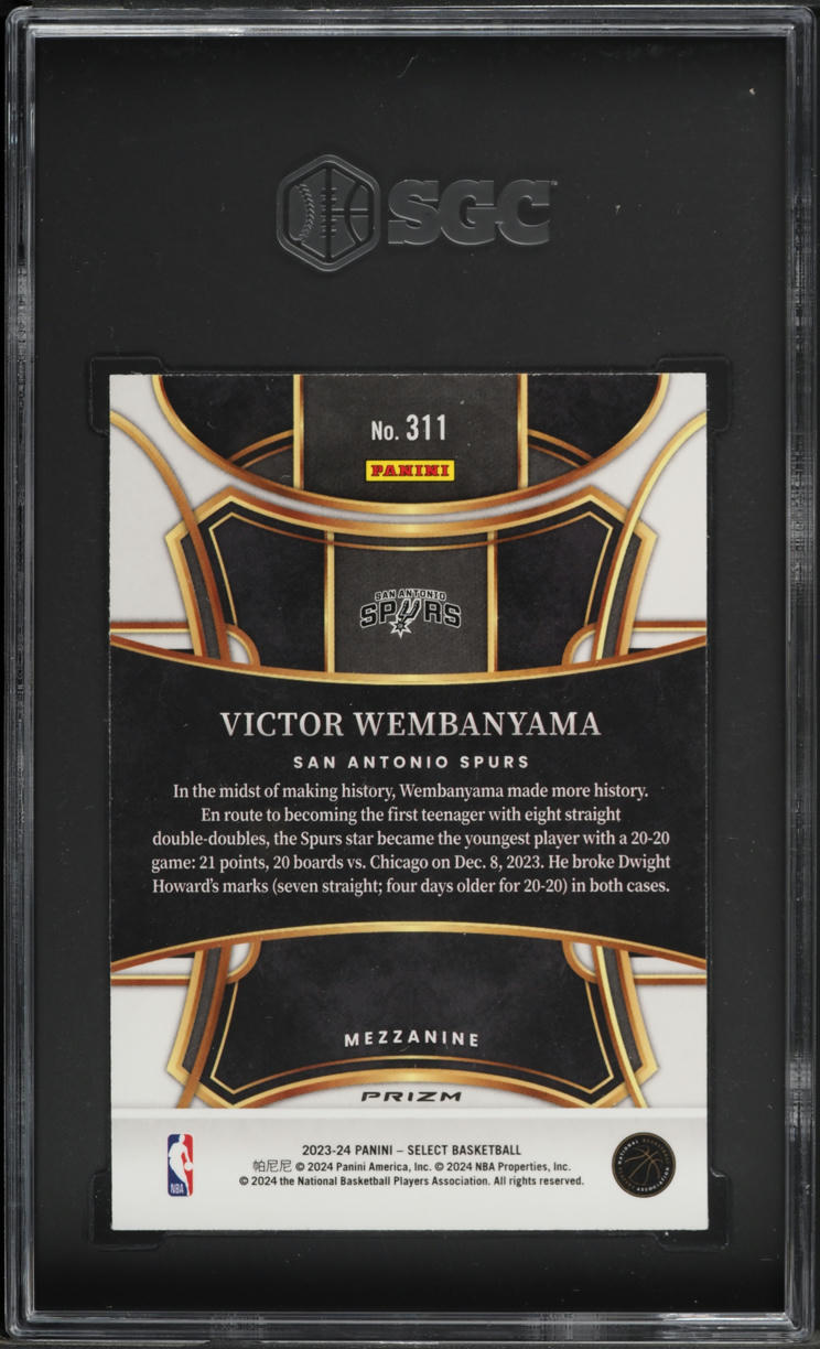 2023 Select Mezzanine Blue Cracked Ice Prizm Victor Wembanyama ROOKIE #311 SGC 9.5 MINT+