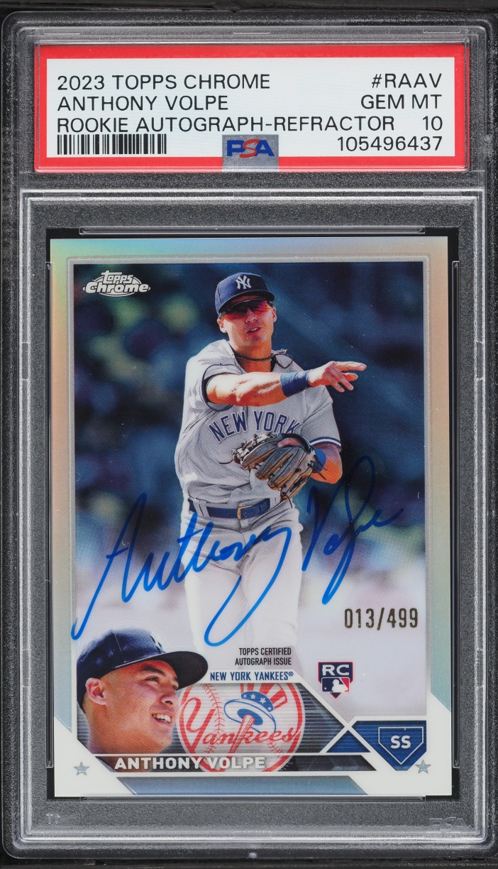 2023 Topps Chrome Refractor Anthony Volpe ROOKIE AUTO /499 #RAAV PSA 10 GEM MINT