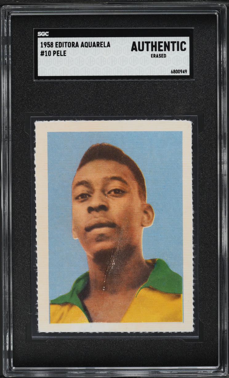 Carte Sportive Pelé Rookie 1958 Aquarela - Feuille Non Coupée, Vintage