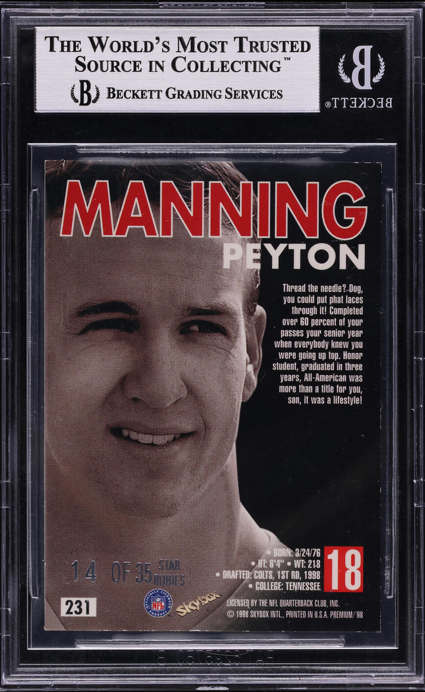 1998 Skybox Premium Star Rubies Peyton Manning ROOKIE /35 #231 BGS 8.5 NM-MT+