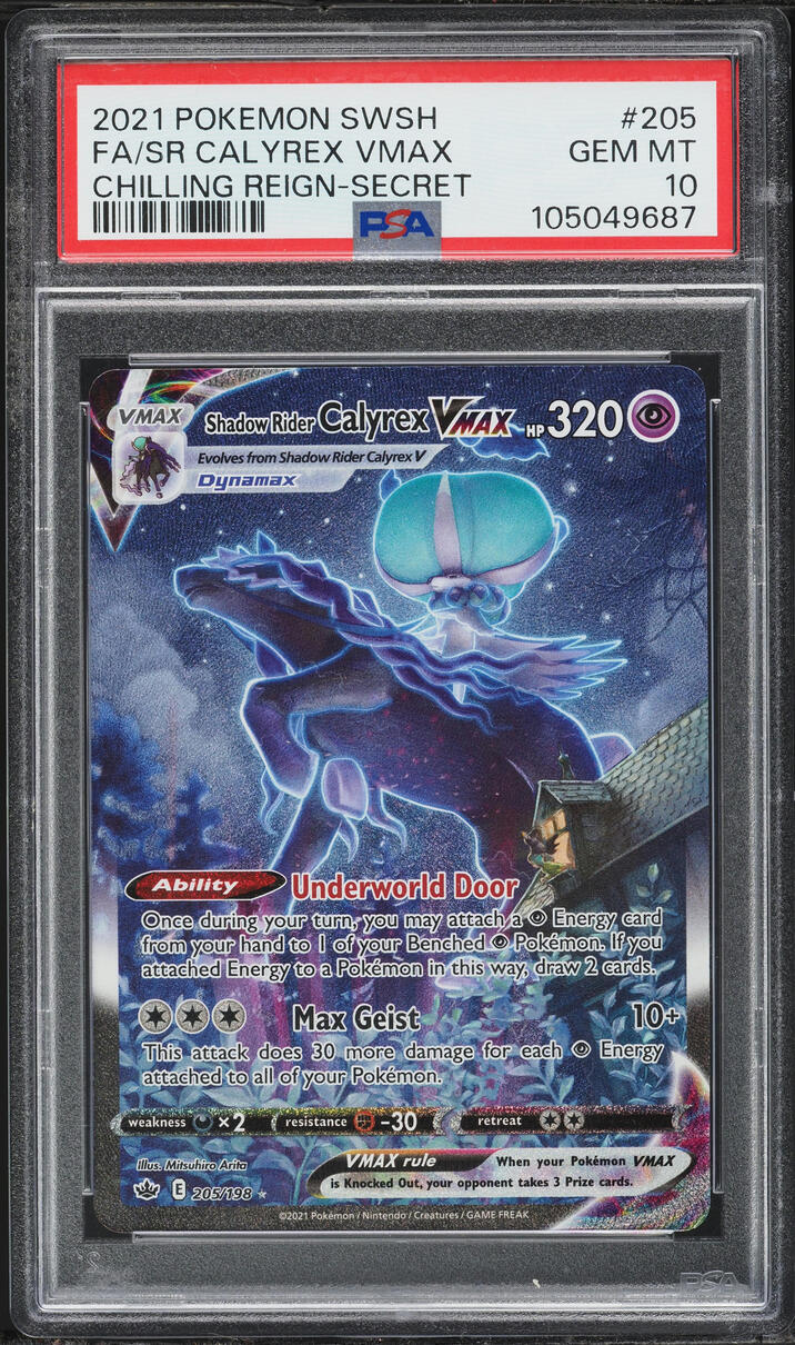 2021 Pokemon Sword & Shield Chilling Reign Shadow Rider Calyrex VMAX #205 PSA 10 GEM MINT