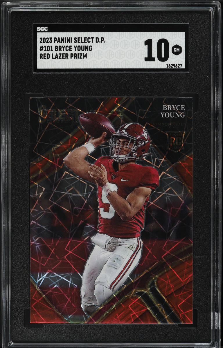 2023 Select Draft Picks Red Lazer Prizm Bryce Young ROOKIE #101 SGC 10 GEM MINT