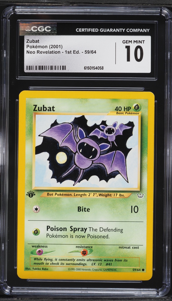 2001 Pokemon Neo Revelation 1st Edition Zubat #59 CGC 10 GEM MINT