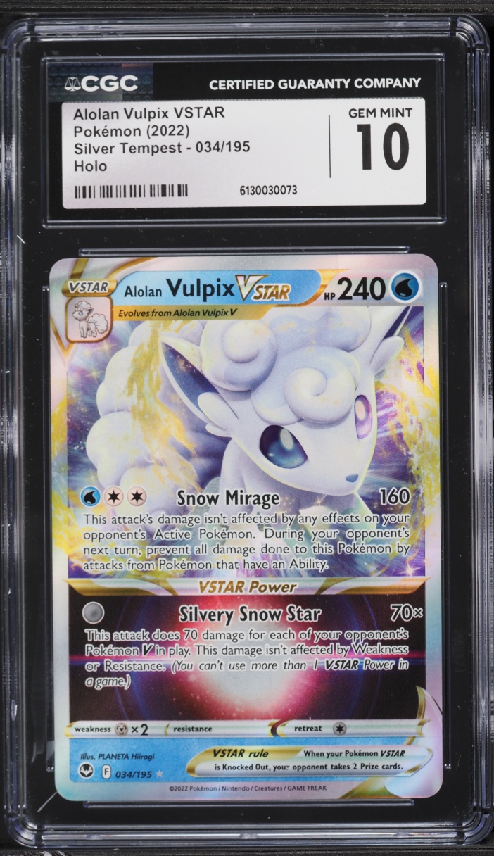 2022 Pokemon Sword & Shield Silver Tempest Alolan Vulpix VSTAR #34 CGC 10 GEM MINT