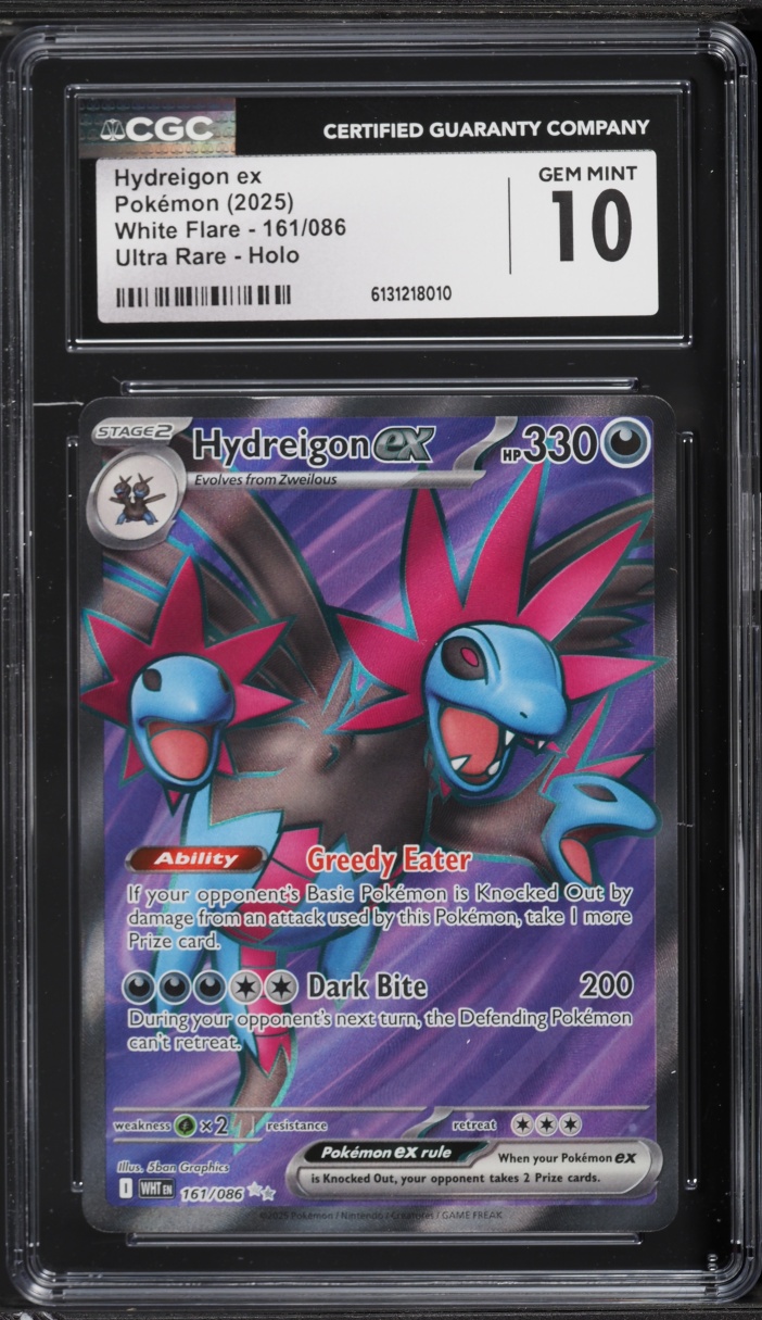 2025 Pokemon Scarlet & Violet White Flare Full Art Hydreigon EX #161 CGC 10 GEM MINT