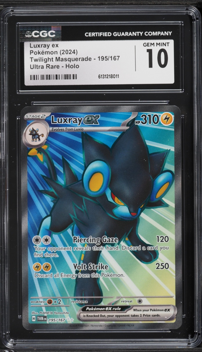 2024 Pokemon Scarlet & Violet Twilight Masquerade Full Art Luxray ex #195 CGC 10 GEM MINT