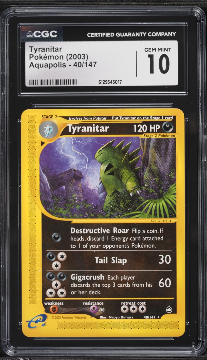 2003 Pokemon Aquapolis Tyranitar #40 CGC 10 GEM MINT