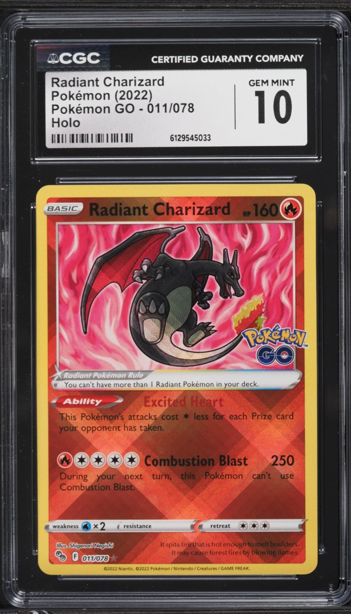 2022 Pokemon Sword & Shield Pokemon GO Holo Radiant Charizard #11 CGC 10 GEM MINT