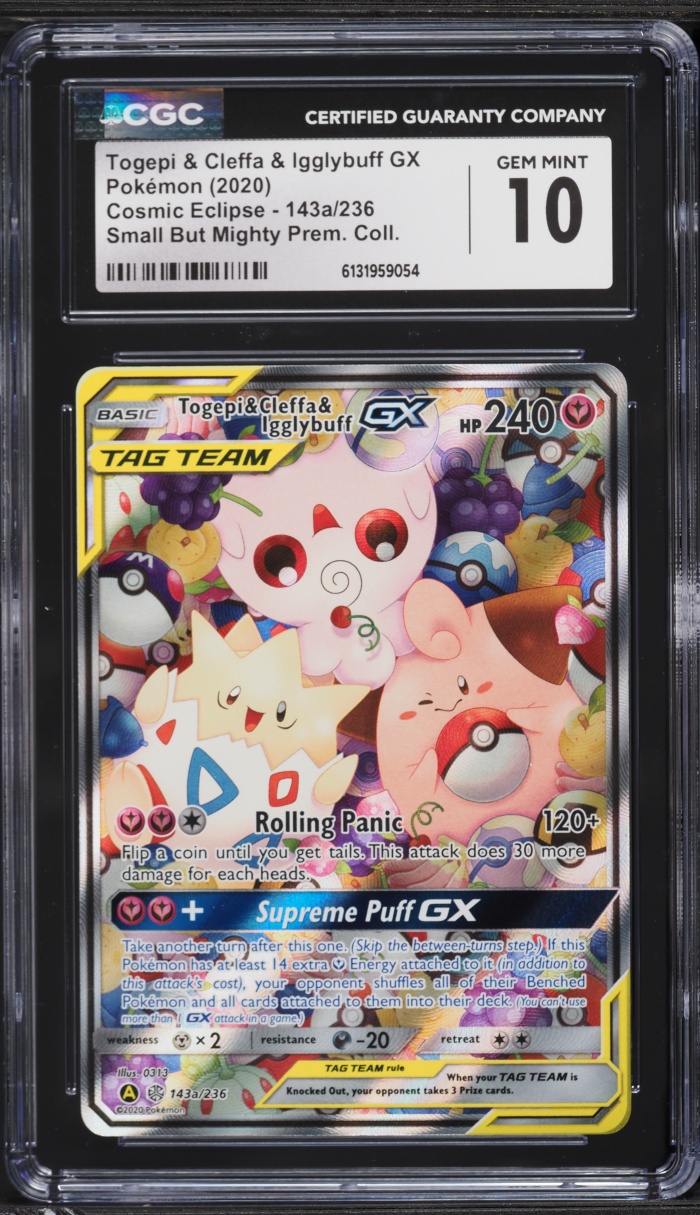 2020 Pokemon SM Cosmic Eclipse Alt Art Togepi & Cleffa & Igglybuff GX #143a CGC 10 GEM MINT