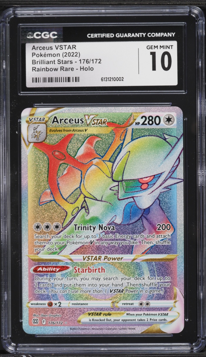 2022 Pokemon Sword & Shield Brilliant Stars Rainbow Rare Arceus VSTAR #176 CGC 10 GEM MINT