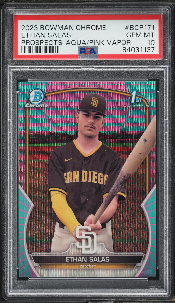 2023 Bowman Chrome Aqua Pink Vapor Refractor Ethan Salas PROSPECT /125 #BCP171 PSA 10 GEM MINT