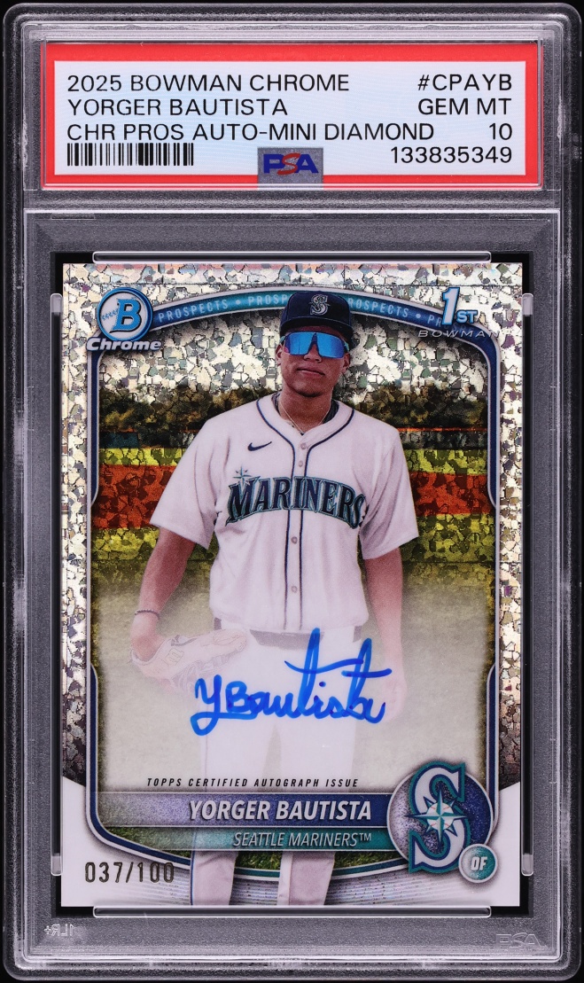 2025 Bowman Chrome Mini Diamond Yorger Bautista PROSPECT AUTO /100 #CPA-YB PSA 10 GEM MINT