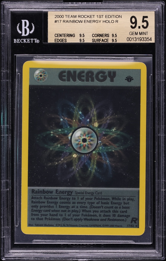 2000 Pokemon Team Rocket 1st Edition Holo Rainbow Energy #17 BGS 9.5 GEM MINT