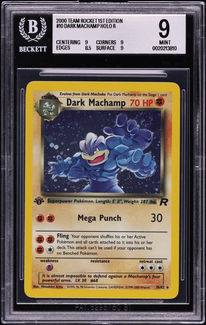 2000 Pokemon Team Rocket 1st Edition Holo Dark Machamp #10 BGS 9 MINT