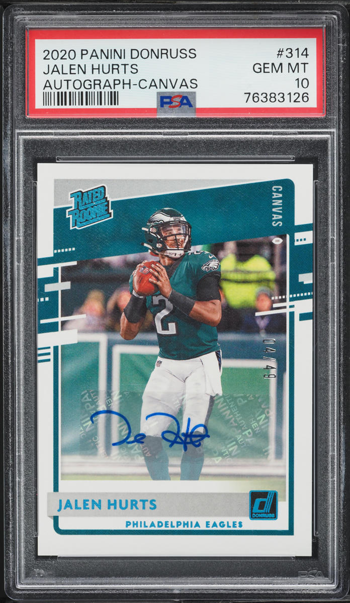 2020 Donruss Canvas Jalen Hurts ROOKIE AUTO /49 #314 PSA 10 GEM MINT