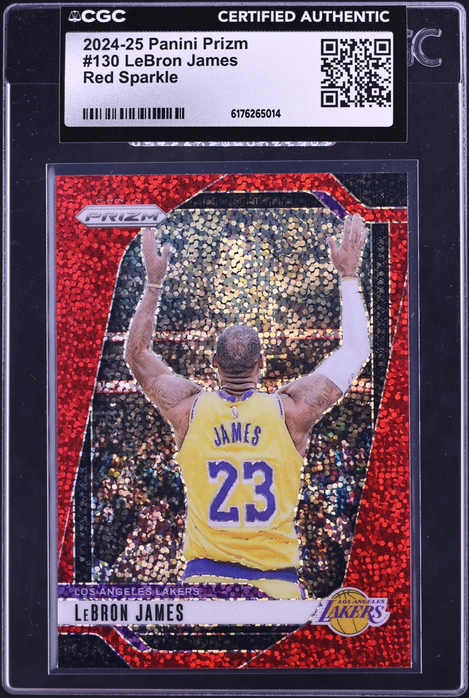 2024 Panini Prizm Red Sparkle LeBron James #130 CGC AUTH
