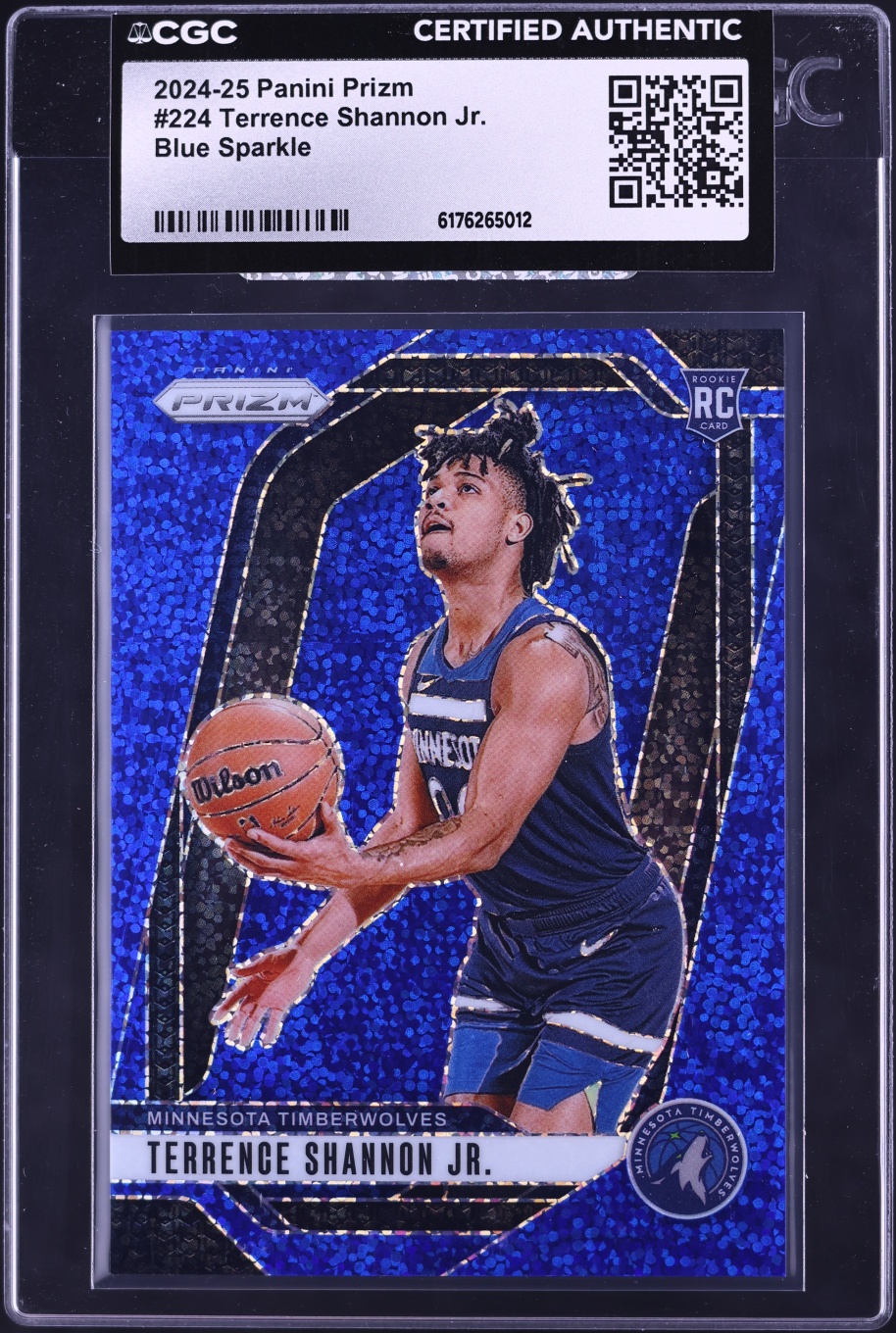 2024 Panini Prizm Blue Sparkle Terrence Shannon Jr. ROOKIE /144 #224 CGC AUTH