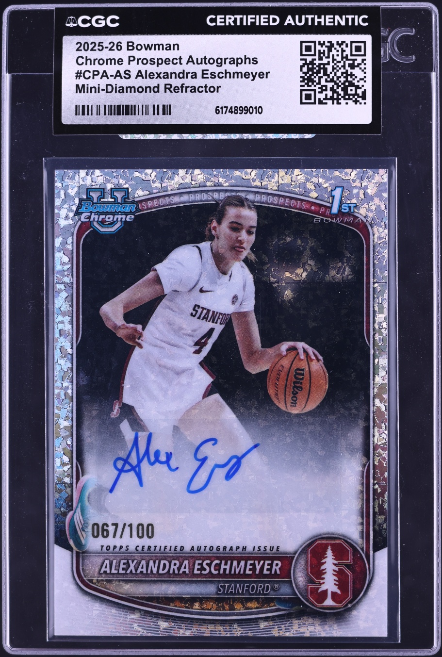 2025 Bowman Chrome Mini-Diamond Refractor Alexandra Eschmeyer ROOKIE AUTO /100 #CPA-AS CGC AUTH