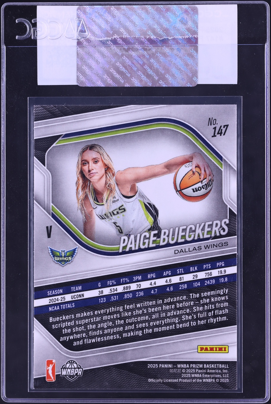 2025 Panini Prizm WNBA Paige Bueckers ROOKIE #147 CGC AUTH