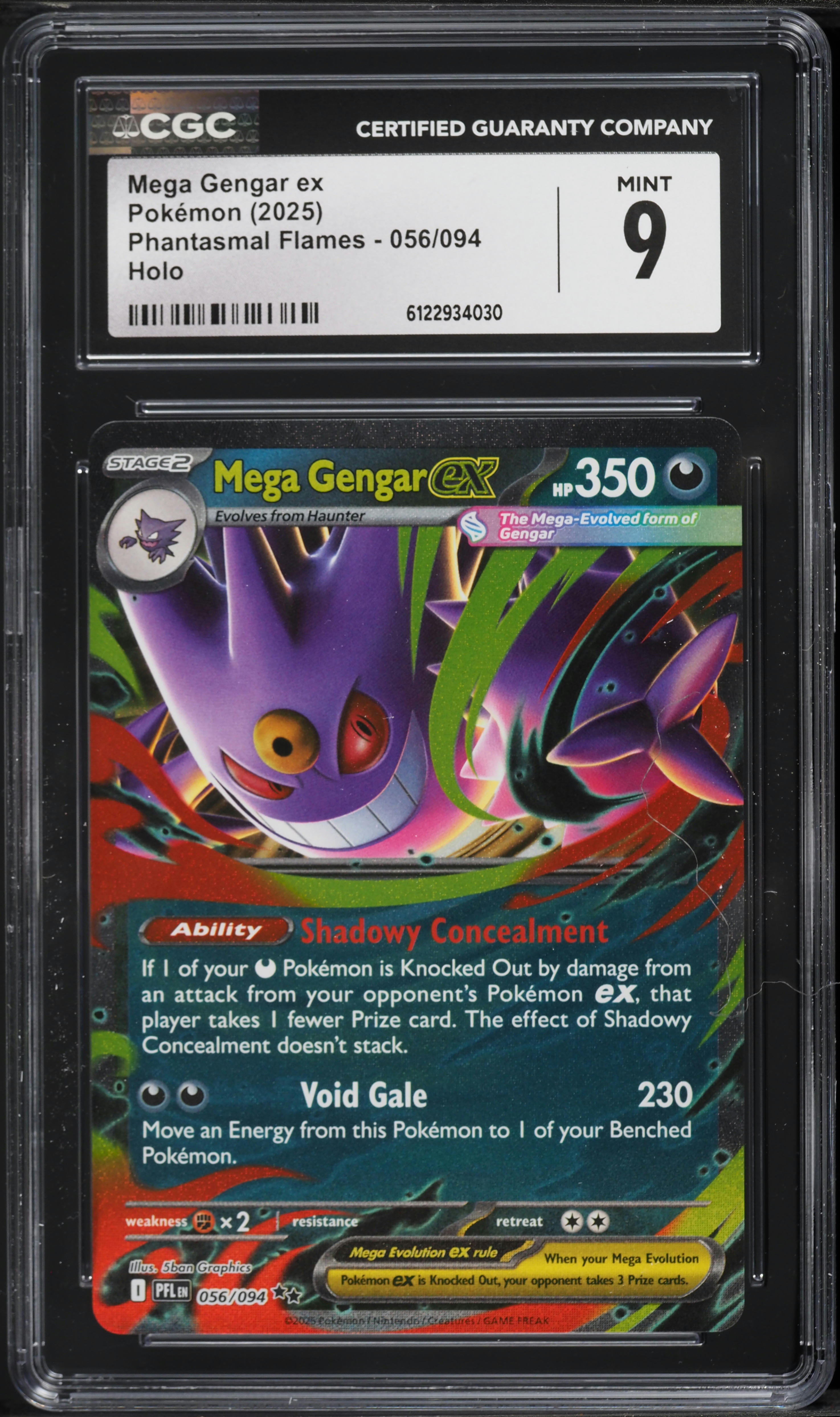 2025 Pokemon Mega Phantasmal Flames Holo Mega Gengar ex #56 CGC 9 MINT