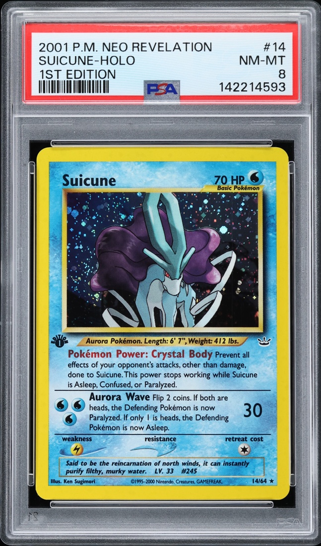 2001 Pokemon Neo Revelation 1st Edition Holo Suicune #14 PSA 8 NM-MT