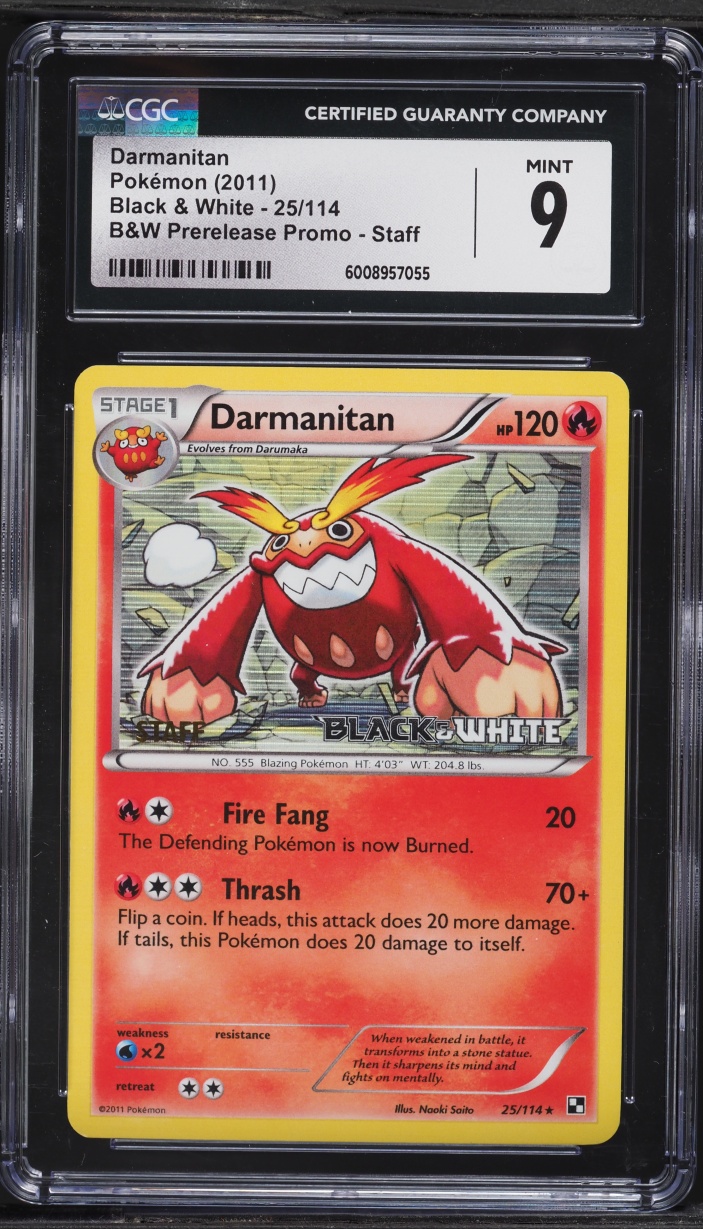 2011 Pokemon Black & White Prerelease Staff Darmanitan #25 CGC 9 MINT