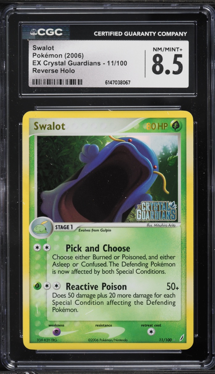 2006 Pokemon EX Crystal Guardians Reverse Holo Swalot #11 CGC 8.5 NM-MT+