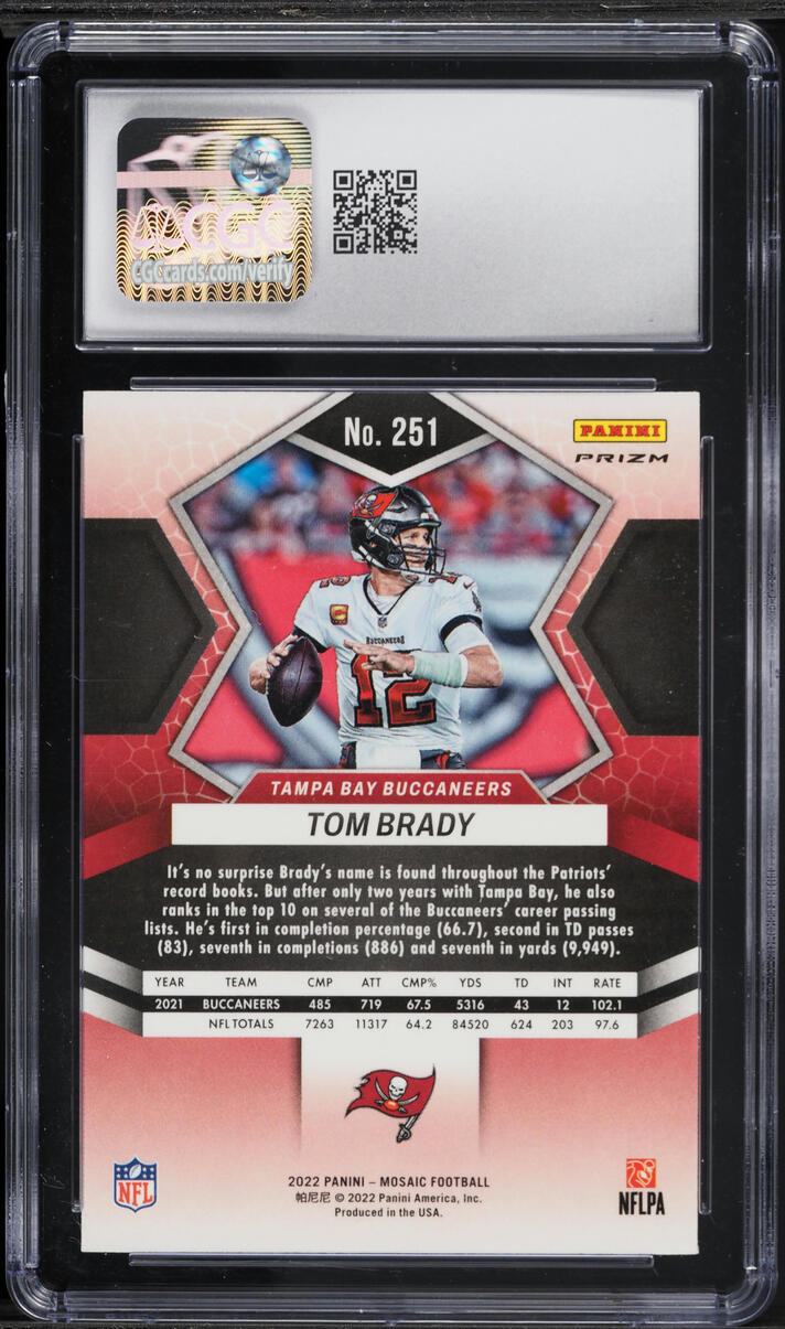 2022 Panini Mosaic Reactive Orange Tom Brady #251 CGC 10 GEM MINT