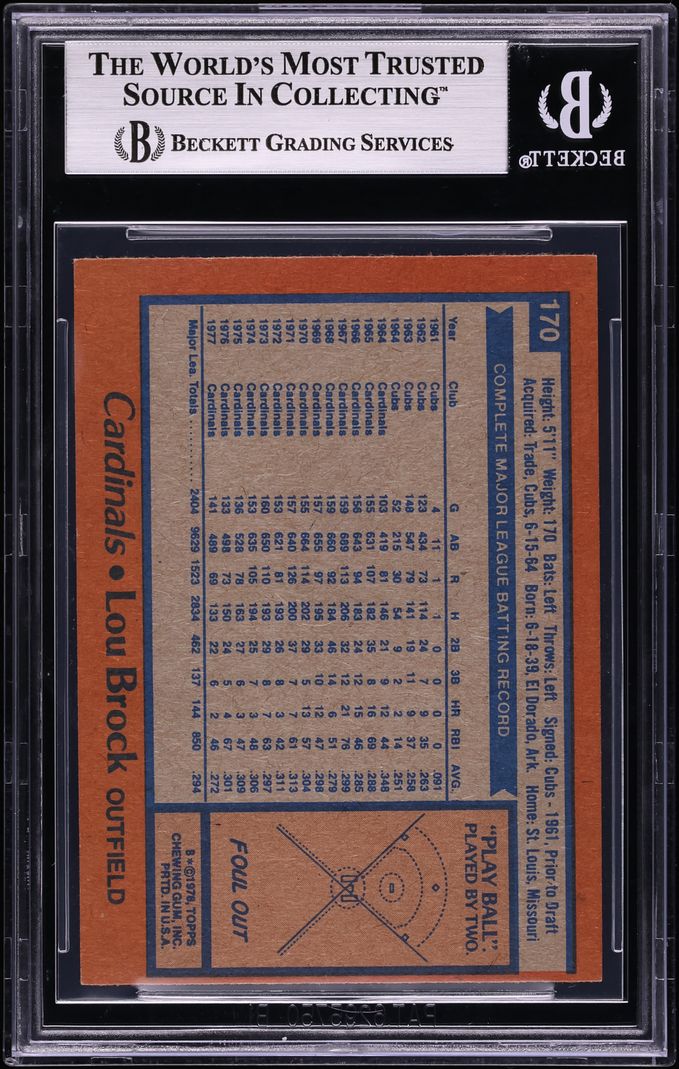 1978 Topps Lou Brock #170 BGS 8 NM-MT