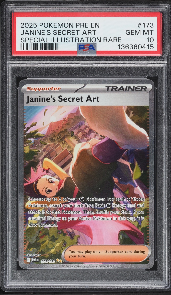 2025 Pokemon Scarlet & Violet Prismatic Evolutions SIR Janine's Secret Art #173 PSA 10 GEM MINT