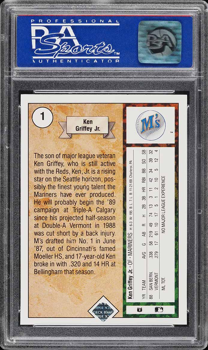 1989 Upper Deck Ken Griffey Jr. ROOKIE #1 PSA 10 GEM MINT - Photo 2