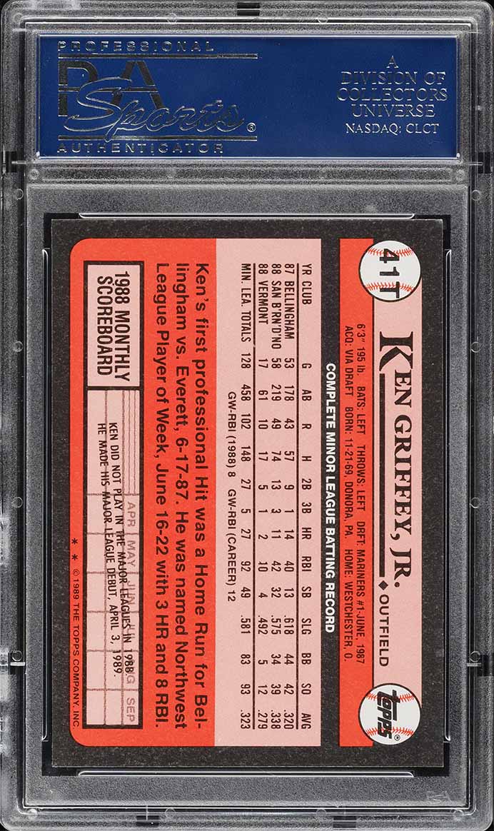 1989 Topps Traded Tiffany Ken Griffey Jr. ROOKIE #41T PSA 10 GEM MINT - Photo 2
