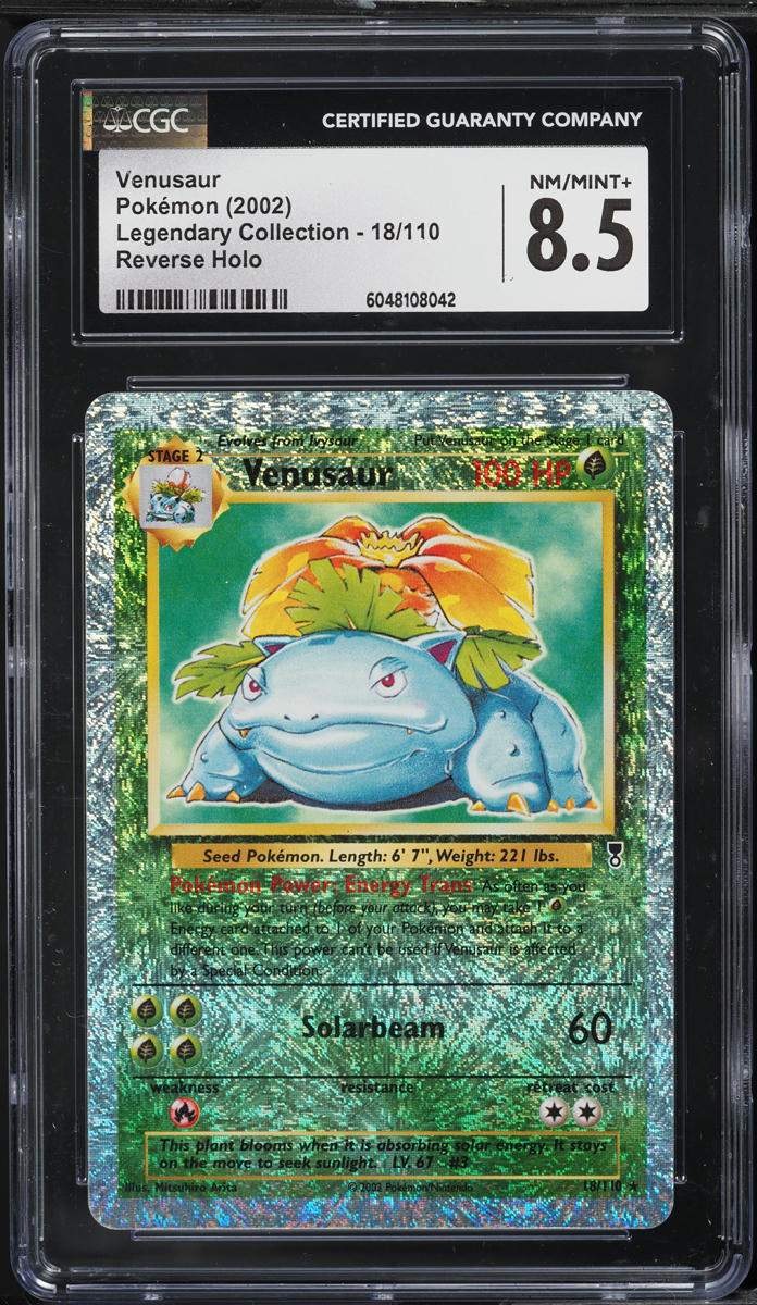 2002 Pokemon Legendary Collection Reverse Holo Venusaur #18 CGC 8.5 NM-MT+
