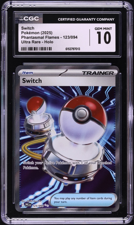 2025 Pokemon Mega Evolution Phantasmal Flames Full Art Switch #123 CGC 10 GEM MINT