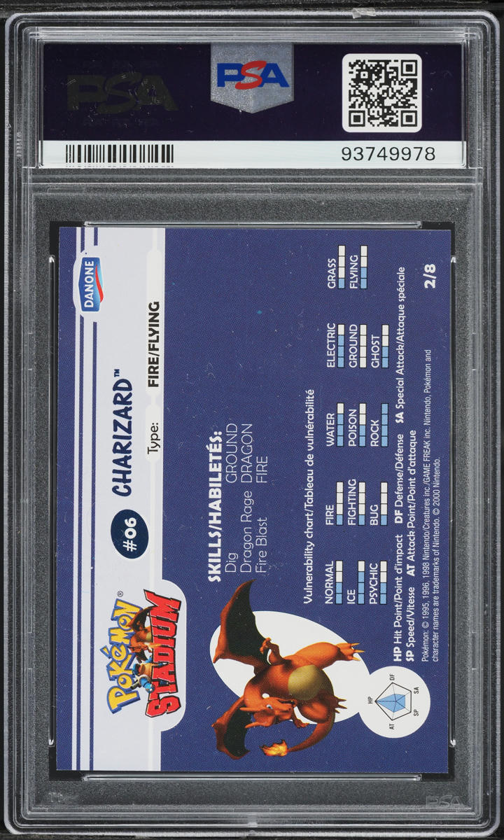 2000 Danone Pokemon Stadium Tip Shiny Gold Charizard #2 PSA 10 GEM MINT
