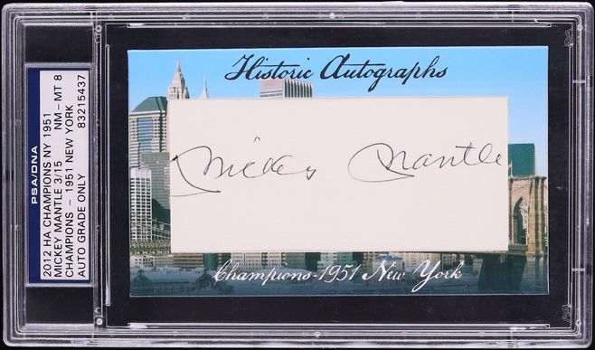 2012 Mickey Mantle Signed Autographed Cut HA Champions NY '51 AUTO PSA/DNA 8