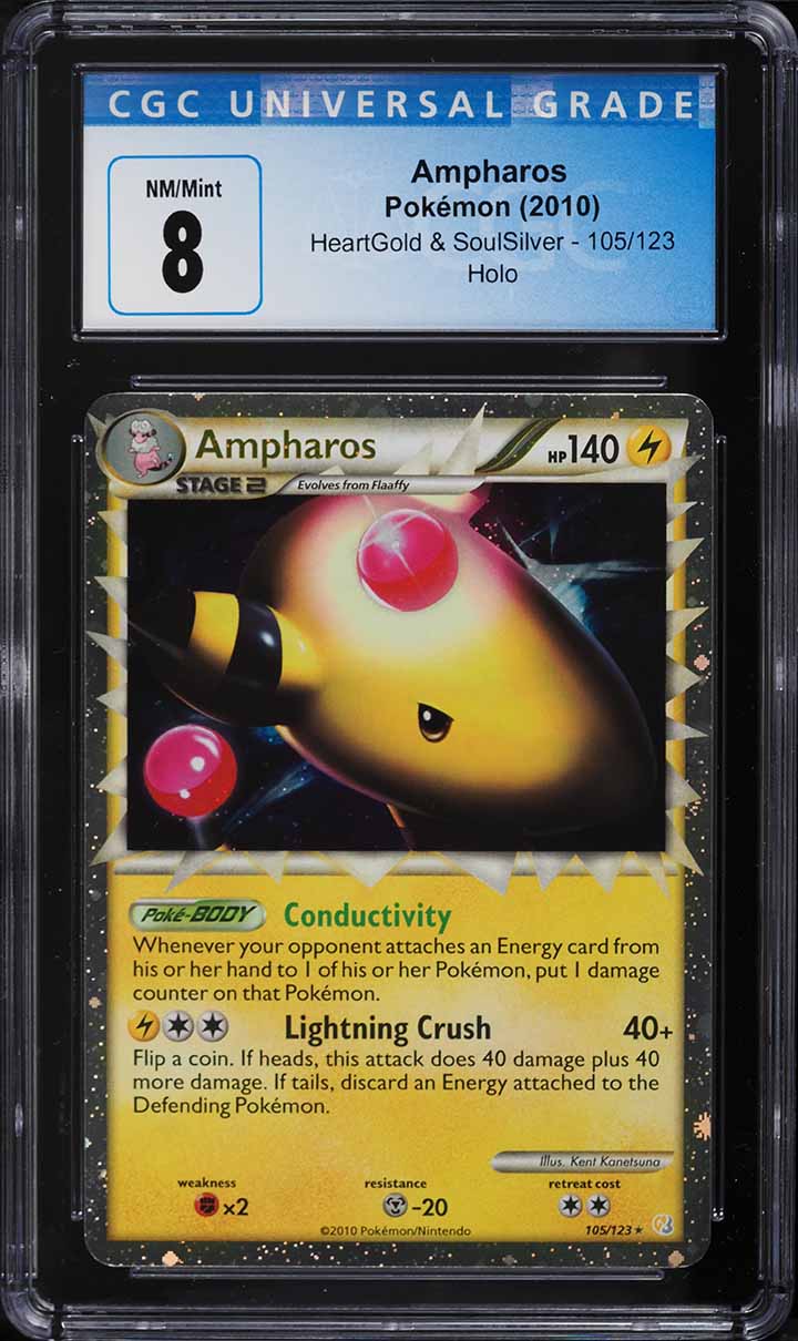 2010 Pokemon HeartGold & SoulSilver Prime Ampharos #105 CGC 8 NM-MT